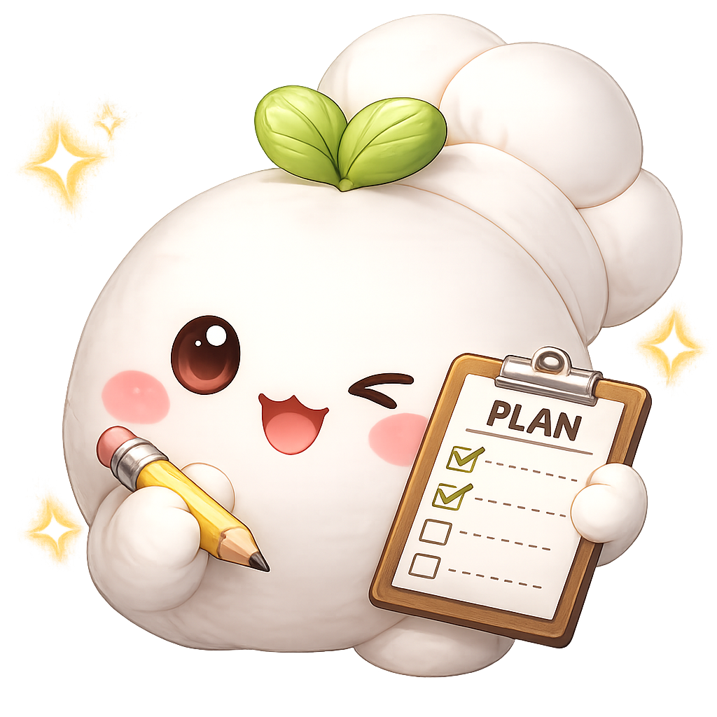Nomi character holding a small plan checklist